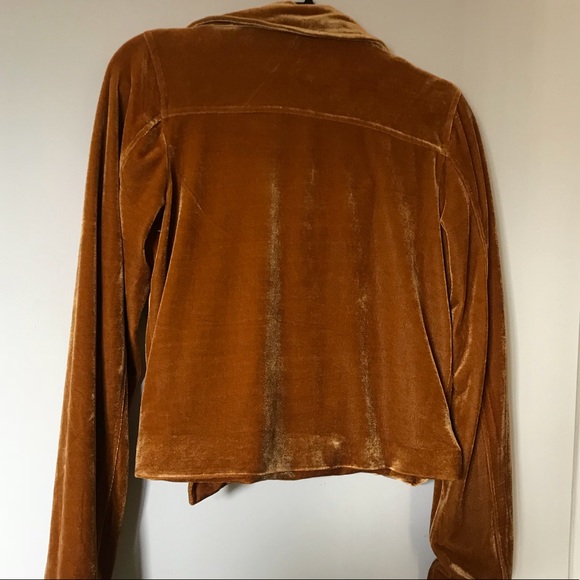 [NEW] F21 Forever21 Yellow Velvet Moto Jacket LRG - Picture 4 of 4